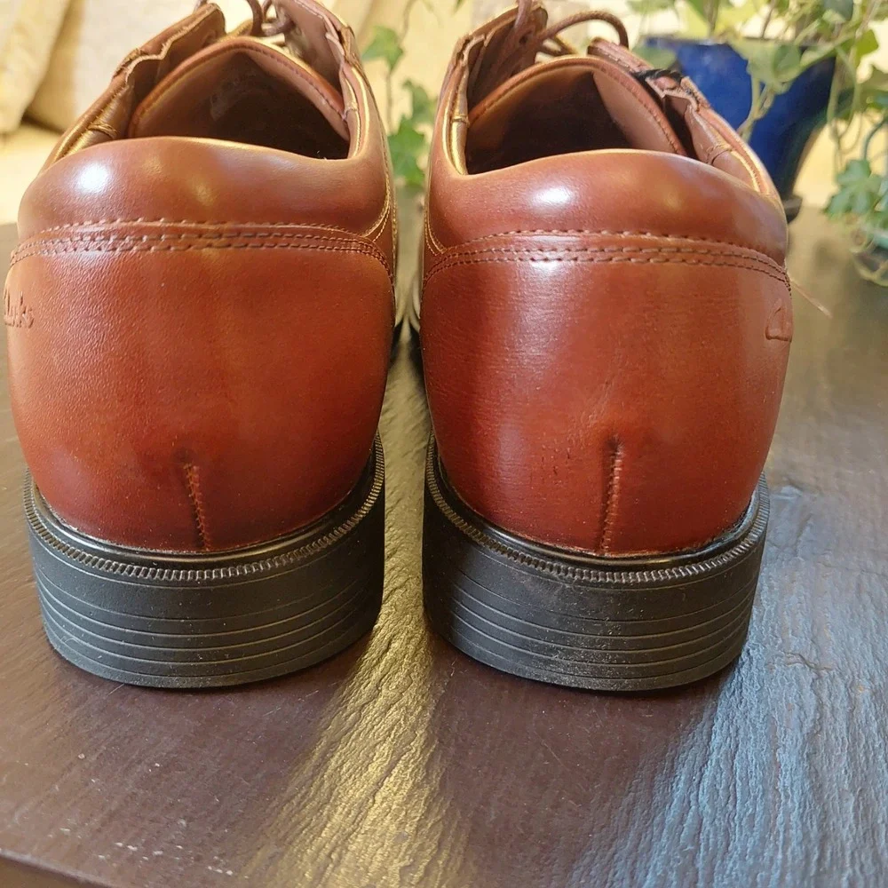 Clarks Men's Stedwell Cap Toe Lace-Up Oxford Dark Tan Leather Size 11M NEW!